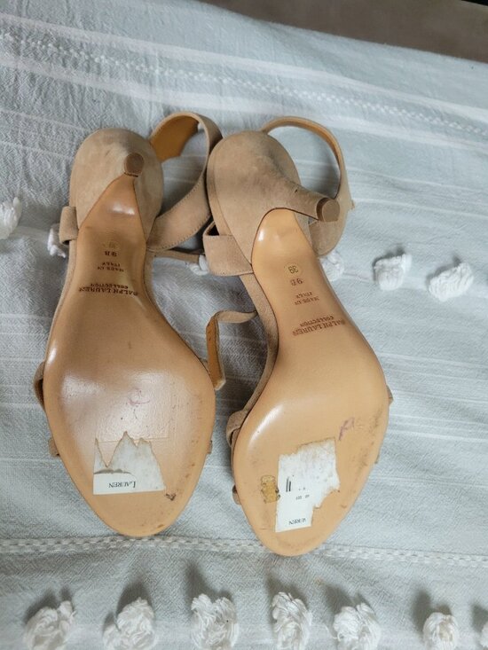 Lauren Ralph Lauren Women Ralph Lauren Collection Suede Strappy Stiletto Sandals Luxe Chic Nude Size 9B
